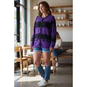 That'sme vintage medium knit wool blend button front cardigan sweater jacket